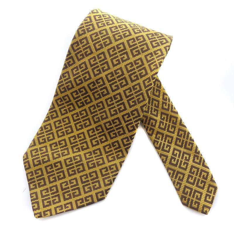 Givenchy Tie 4G Logo Silk Yellow Brown vp930b Gem