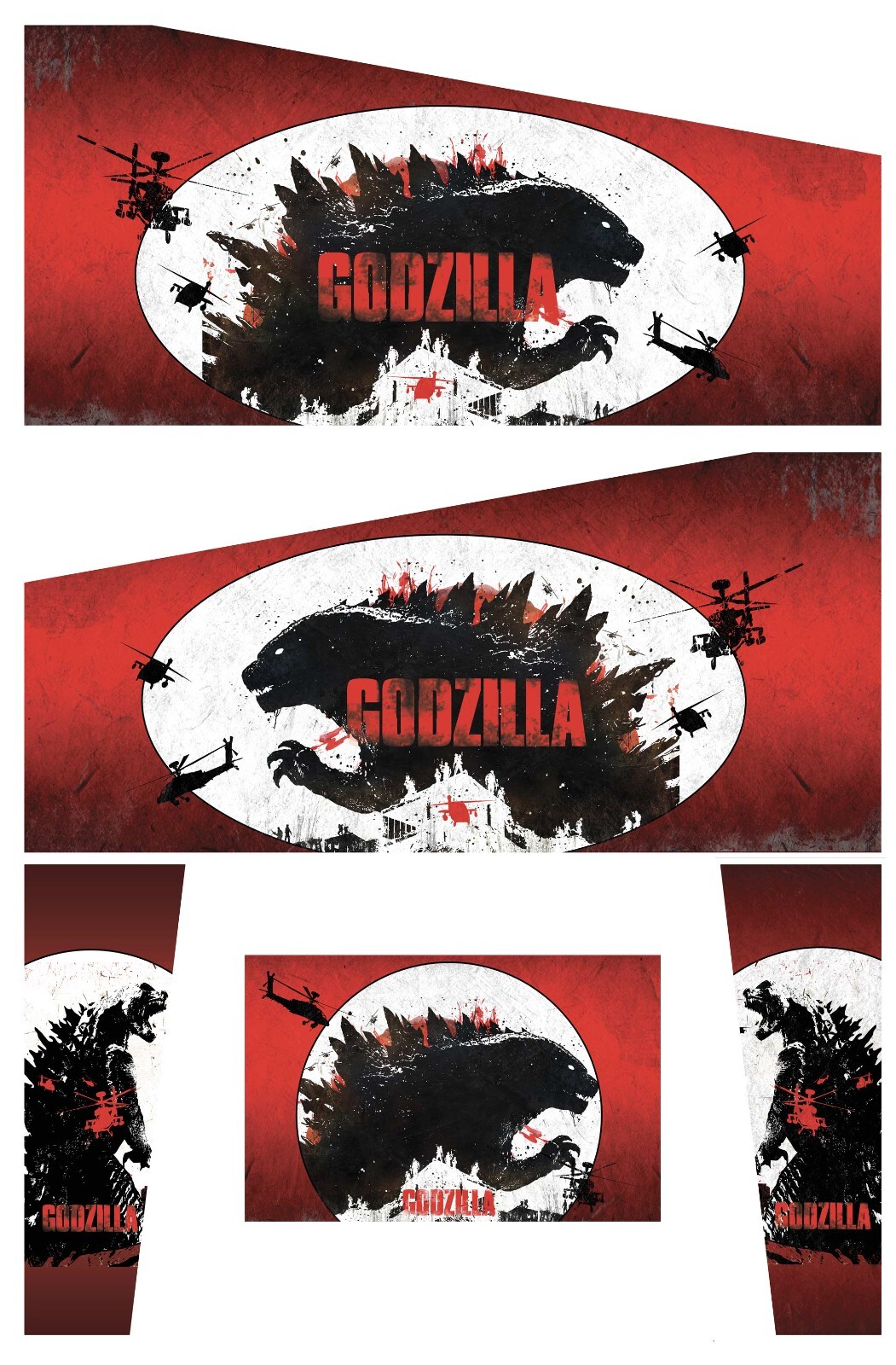 Stickers Godzilla pour meuble pincab decoration flipper virtuel et arcade
