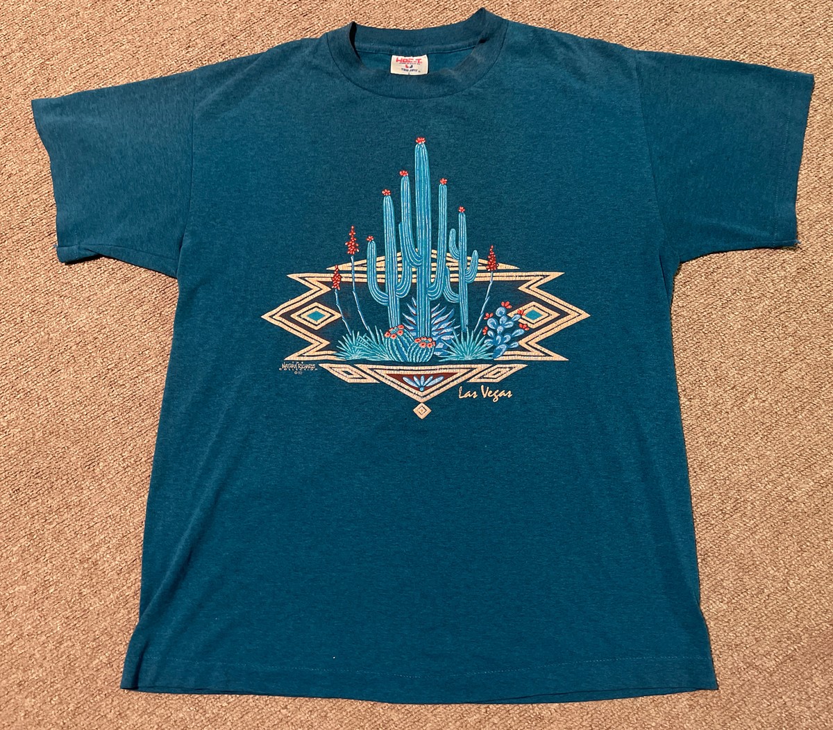 Vintage 1992 Large Las Vegas Desert Prints Casino Indian Single