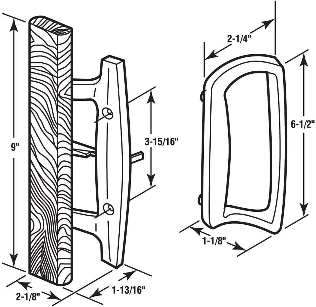 Sliding Glass Patio Door Handle Set Oak Wood Interior Handle and Exterior Pull i