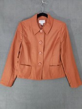 Vintage Chadwicks Wool 4 Button Blazer Jacket Women  s Size 12 Orange 100 Wool