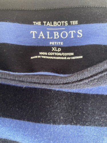 The Talbots Tee Cotton Striped Dark Blue To White XLp Lightweight Top Women’s - Picture 2 of 5