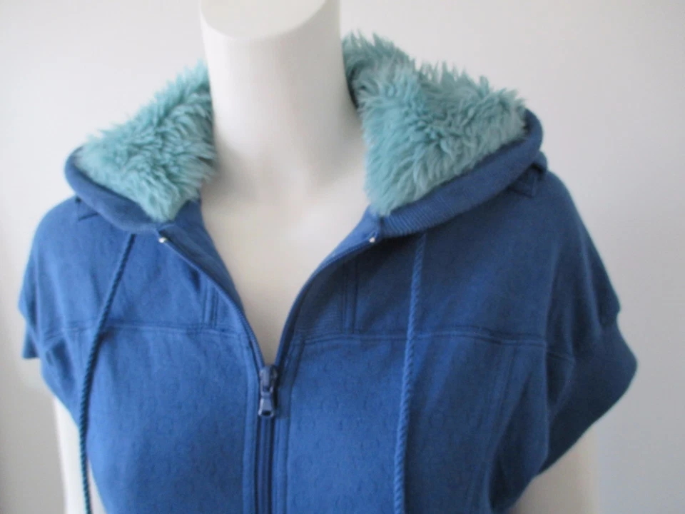 Marc by Marc Jacobs Blue Fur Short Sleeve Thin Cotton Full Zip Hoodie Jacket S - Image 2 of 4