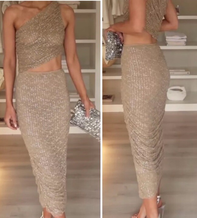 ZARA Co-ord Set LACE ASYMMETRIC CROP TOP M & MIDI SKIRT L