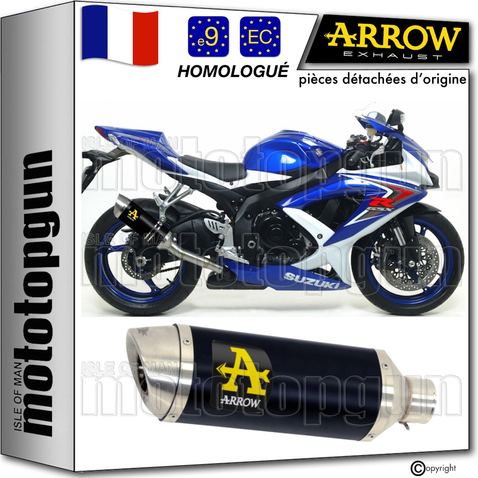 Échappement Arrow Thunder noir homologué pour Suzuki GSX-R 600 IE 2008 2009