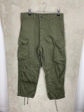 Men's Vintage Utility Khaki Cargo Trousers Adjustable Cuff Size W30 L25 Green