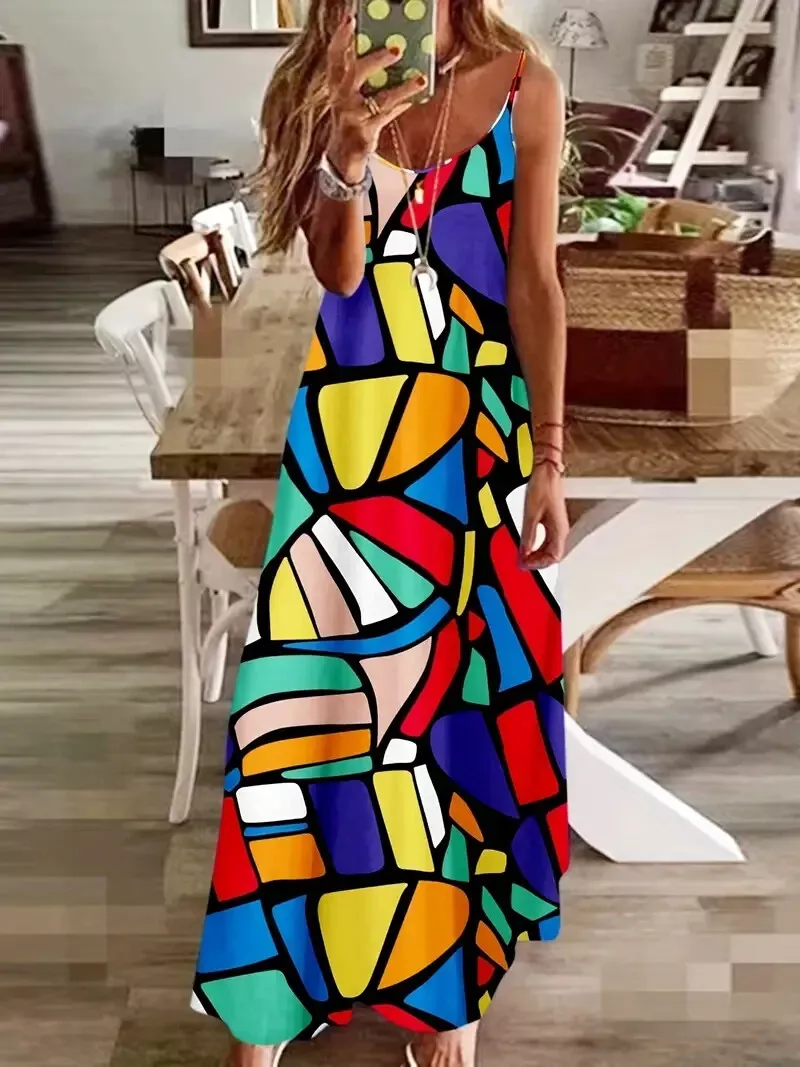 BOLD BRIGHT COLOR BLOCK TANK MAXI DRESS RESORT WEAR NWT SZ XXL 14