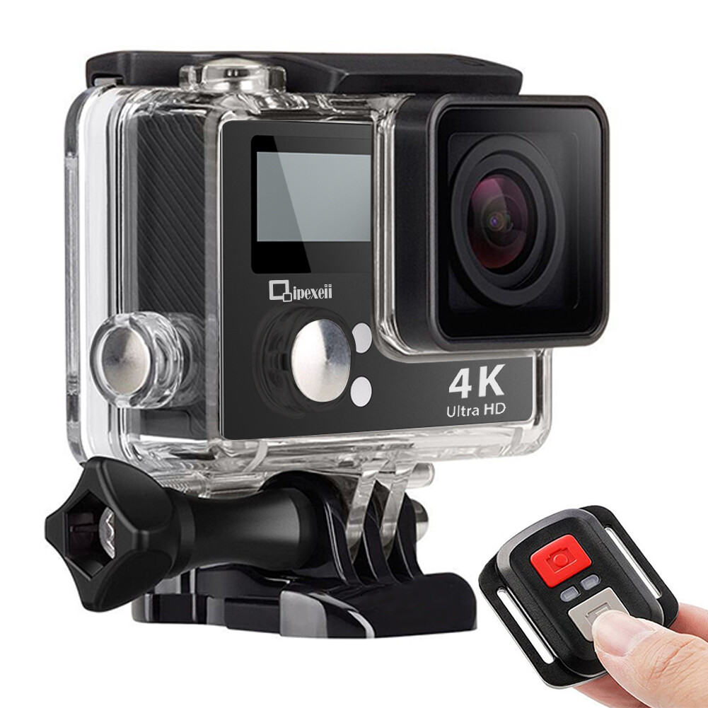 Sports Action Camera With Double Screen Sensor 100 Ft Waterproof 170° Wide Angle