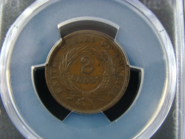 1864 Two Cent Piece Large Motto PCGS Graded AU58 #54894087 - Image 3 of 4