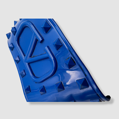 $425 Valentino Garavani Men Blue V Logo Rockstud Pool Slide  display picture 1