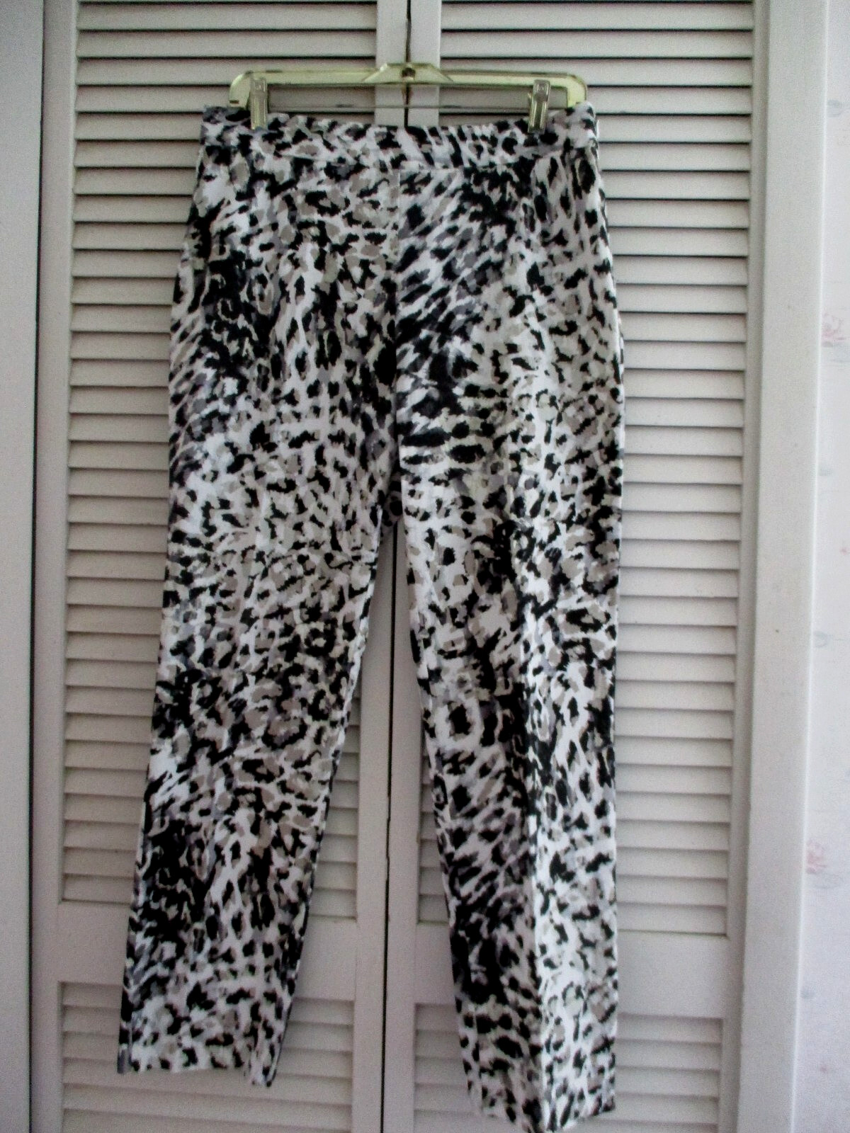 NATORI CROPPED PPANTS COTTON BLEND  LEOPARD PRINT MULTICOLOR WHITE  8 NEW