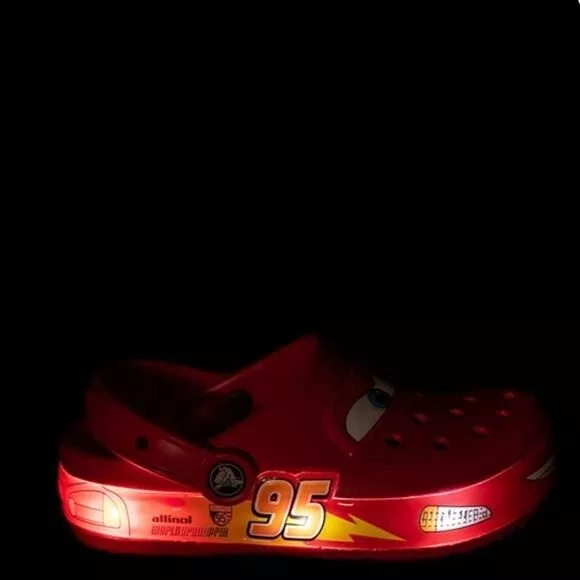 Kids Crocs Cars Lightning McQueen Crocband Clog Light Up sz C13