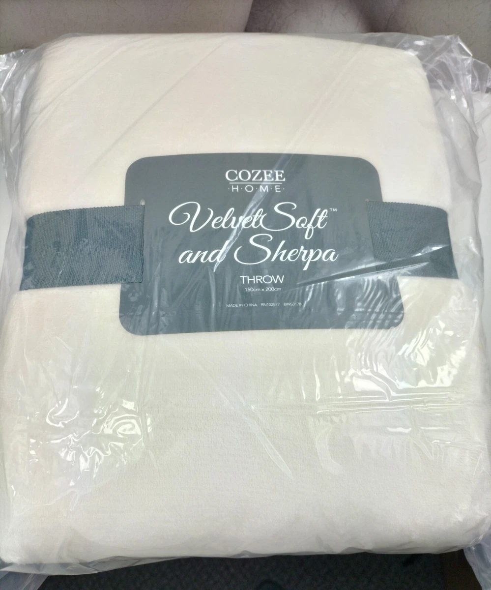 Cozee Home Velvet Soft and Sherpa Throw 150x200cm Cream Blanket | eBay