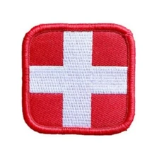 Medic Patch EMBROIDERED First Aid EMT Paramedic Responder Red Cross Hook Loop