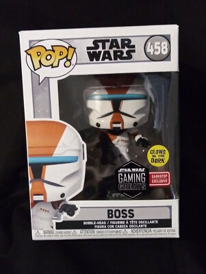 Funko Pop Star Wars Boss #458 (GITD) GameStop Etc. Star Wars Gaming Greatest +SP