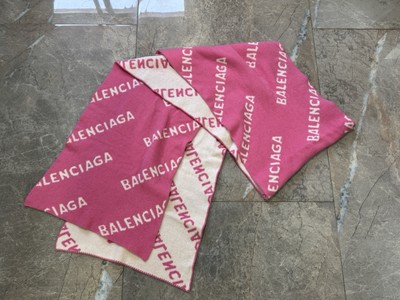 Balenciaga Allover Logo Scarf White Pink Slightly Used