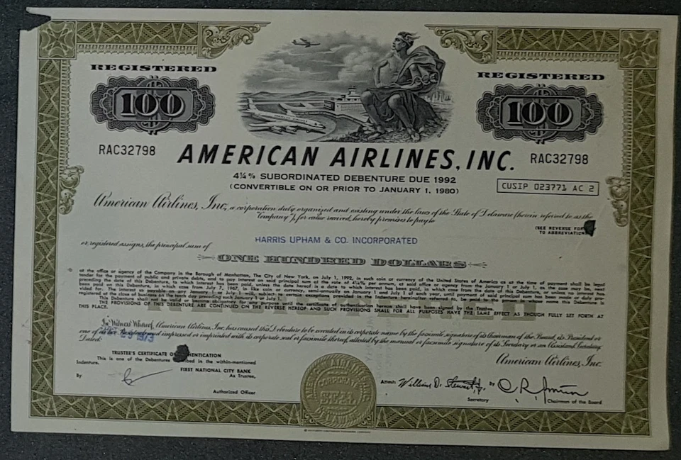American Airlines, Inc. 1973 4,25 % Bond  100 US$ - Bild 1 von 1