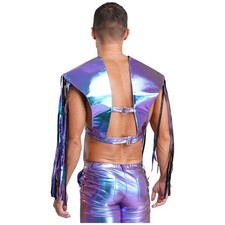 Mens Womens Unisex Metallic Shiny Shoulder Shrugs Tassel Fringe Adjustable Armor