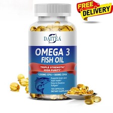 Omega 3 Fish Oil Capsules Triple Strength Brain Support 4080 Mg EPA  DHA