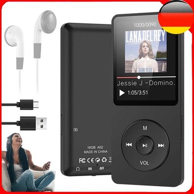 MP3 Player Bluetooth 5.0 Sport Musik-Player 16GB HiFi Video, FM Radio, Aufnahme