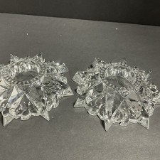 Lead Crystal 24% Votive Candle Holder 5" Crystal Clear Set Of Two Made In USA