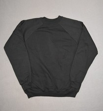 Vintage Hanes Sweatshirt Mens Large Black Blank Raglan Crewneck 50/50 New