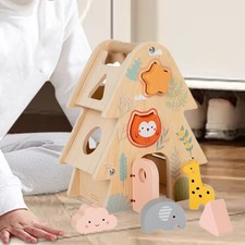 Wooden Shape Sorter House Tree Shape Educational Toy Activity Center Interactive