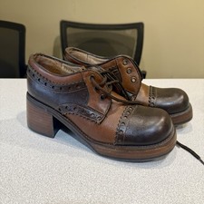 Zodiac Liverpool Brown Leather Chunky Oxford Platform Heels Women  s 8.5