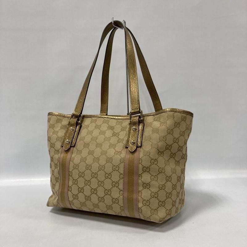 GUCCI GG Canvas Stripe Line Tote Bag Semi-Shoulder Bag  DDU