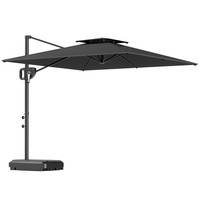 Outsunny Garden Cantilever Parasol w/ Weighted Base Tilt Crank Dark Grey