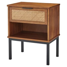 New Pacific Direct Caine 20" Rattan Woven Nightstand in Brown/Black