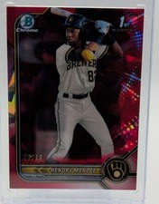 2022 Bowman Sapphire Hendry Mendez #BCP-88 Chrome Red 2/10 1st Prospect Brewers