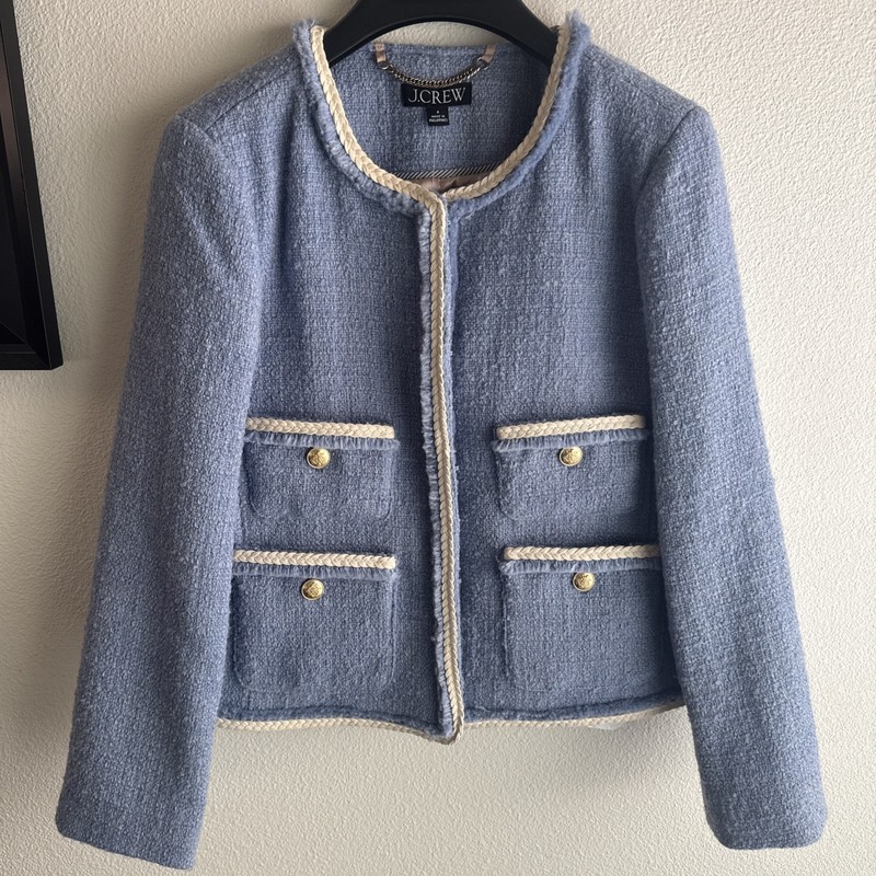 NWT J. Crew Frances Lady Jacket Blue Maritime Tweed Sz 4 (Brand New with Tags)
