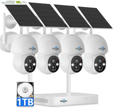 Home Security Camera System, 2.4G  5G Wifi, Solar-Powered 4MP 4 Cam-Kit, Color