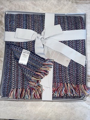 Lanificio Arca Italian Luxury Cashmere Blend Throw/Shawl Large Multi Color NWT