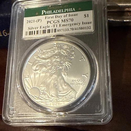 2021 (P) T 1 Emergency Silver Eagle Dollar  1 oz PCGS MS 70 FDOI Dollar Start!