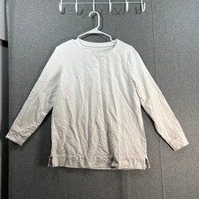 Belle by Kim Gravel French Terry Dip Dye Sweatshirt White/Gray Cloud Small