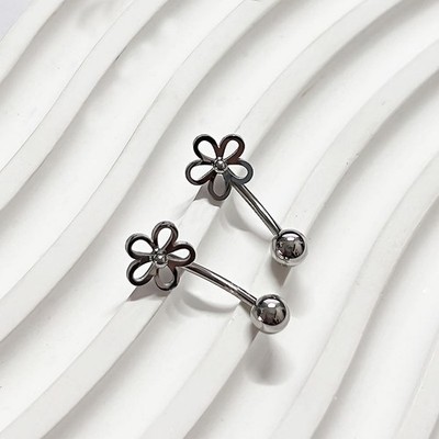Titan Stahl Blume Bauchnabel Ring schlicht Bauchnabel Piercing Ring Körperschmuck