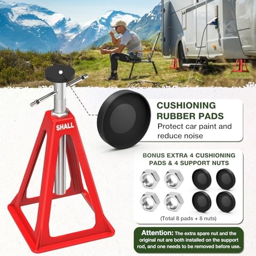 DPD Set 4 Martelli Stabilizzatori Per Camper E Rimorchio In Alluminio – Regolabili 28-43cm, Portata 3400kg
