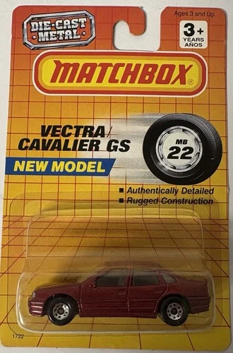 Matchbox MB 22 Vectra / Cavalier GS Red 1:59 Diecast Vintage 1990 New on Card