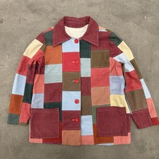 Vintage Quilted Patchwork Button Up Jacket Me...
