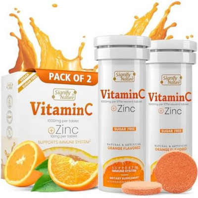 Vitamin C 1000Mg Effervescent Tablets - Potent Immune Support VIT C with Zinc Su