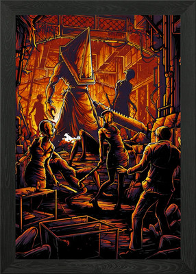 Silent Hill: Pyramidenkopf und Krankenschwester gerahmtes Wandbild Poster Leinwanddruck Bild