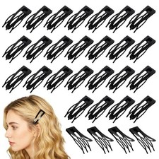 30 Pcs Double Grip Hair Clips, Black Metal Snap Hair Clips