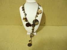 Designer Fashion Necklace 18in L Drop/Dangle Metal Female Adult Golds/Browns