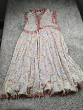 Free People Milania Maxi Dress Womens Small Boho Embroidered Ruffle Prairie