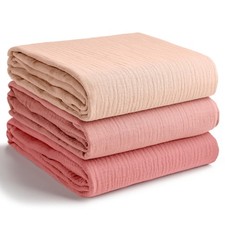 Muslin Swaddle Blankets Pack of 3, 42 x 42 Inch Soft 100 Cotton Baby Blanket...