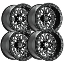 Set-4 Hostile Glamis 15x10 4x156 Satin Black Milled 0mm Wheels Rims 15 Inch