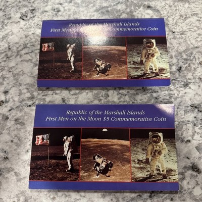 First Men On The Moon Apollo 11 $5 Commemorative Coin 1989 Set Of (2)