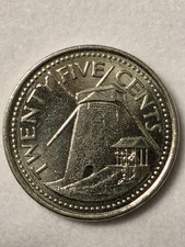 2008 Barbados 25 Cents Windmill Coin